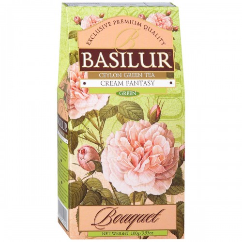 "Basilur" Зеленый чай Цейлонский с папаей ароматом-клубника,сливки 100гp